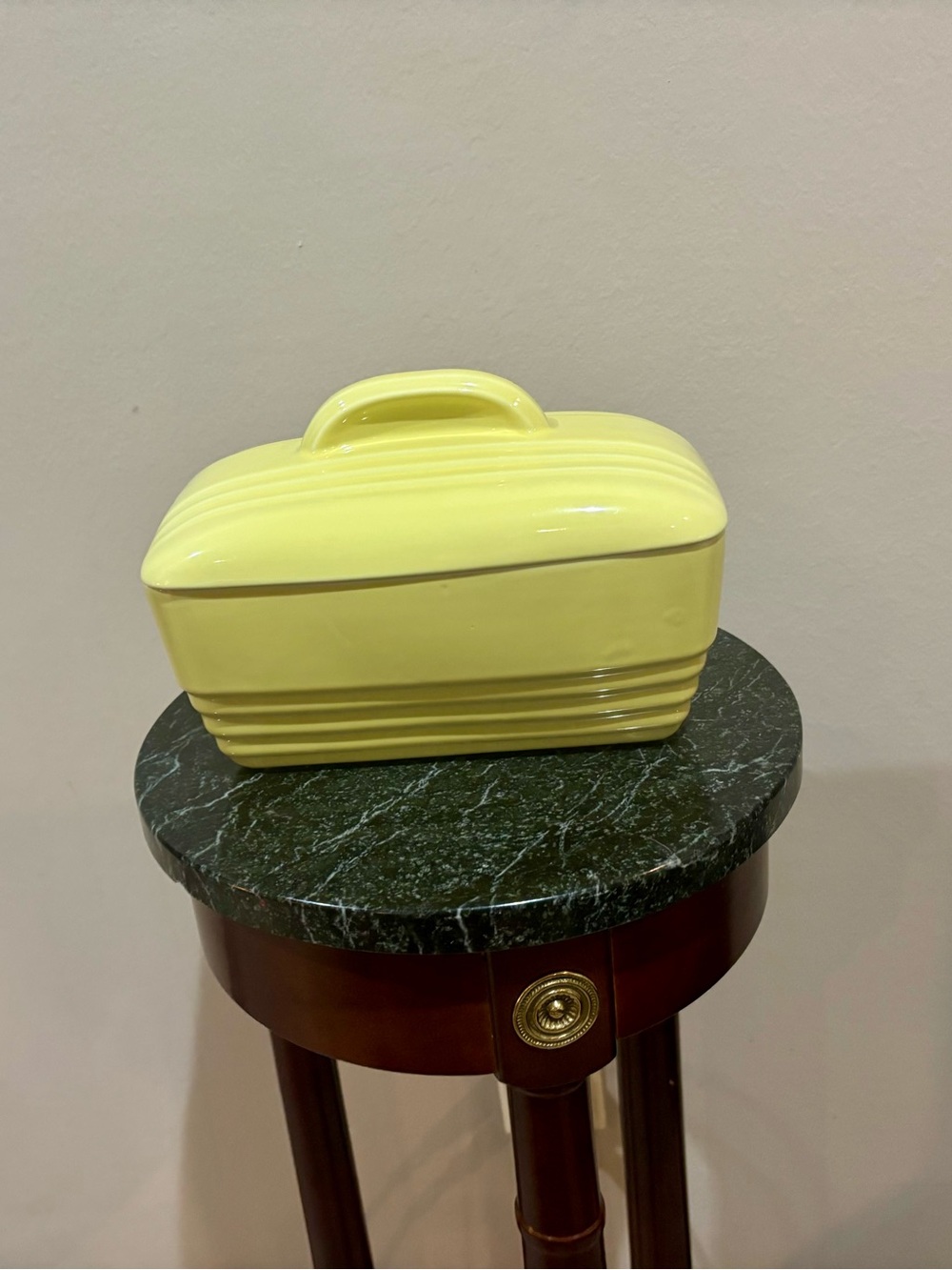 Hall China covered casserole made for Westinghouse.